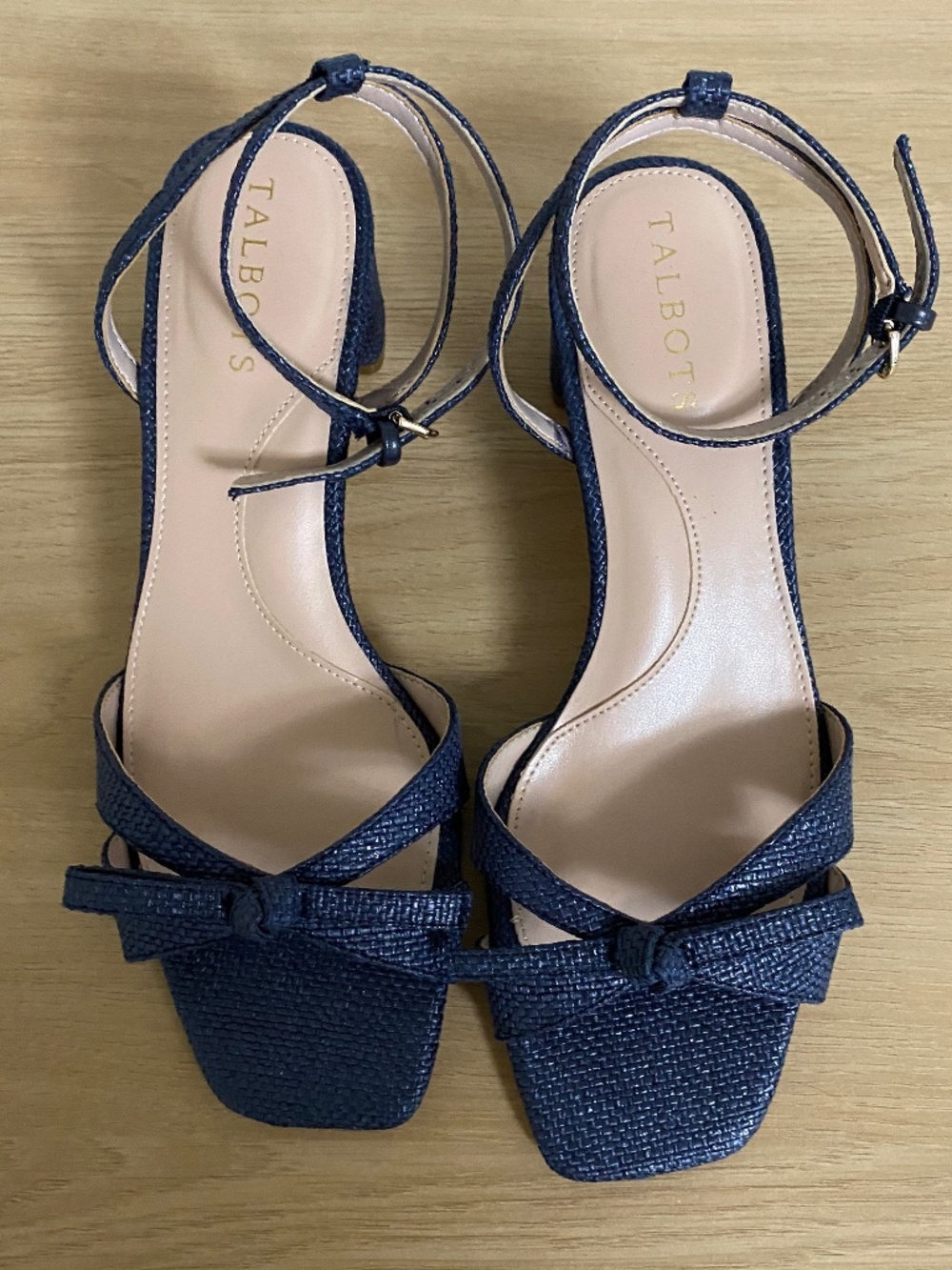 Talbots Dressy Navy Raffia Sandals, 6.5